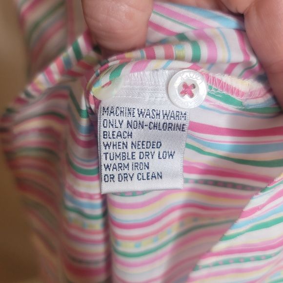 Vintage Lilly Pulitzer Striped V-Neck Button-Up Blouse Long Sleeve Size 8 - Picture 8 of 12